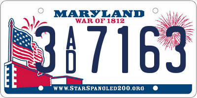MD license plate 3AD7163