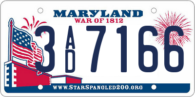MD license plate 3AD7166