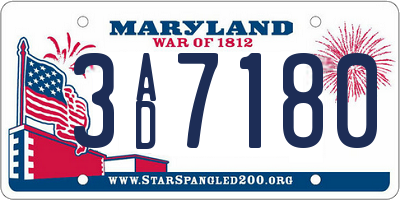 MD license plate 3AD7180