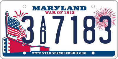 MD license plate 3AD7183