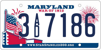 MD license plate 3AD7186