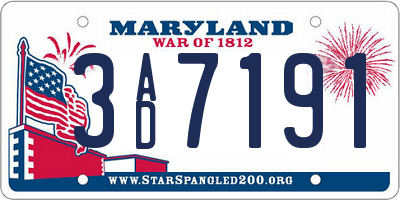 MD license plate 3AD7191