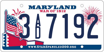 MD license plate 3AD7192