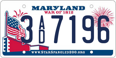 MD license plate 3AD7196