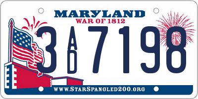 MD license plate 3AD7198