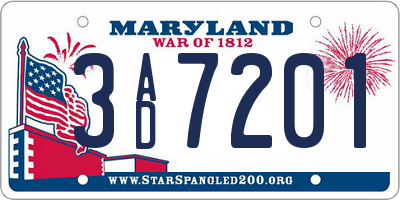 MD license plate 3AD7201