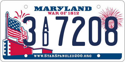 MD license plate 3AD7208