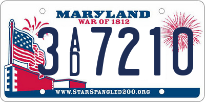 MD license plate 3AD7210