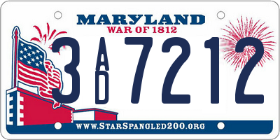 MD license plate 3AD7212