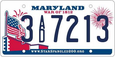 MD license plate 3AD7213