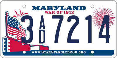 MD license plate 3AD7214