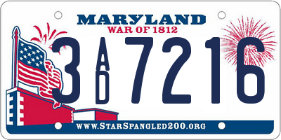 MD license plate 3AD7216