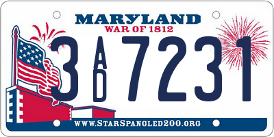MD license plate 3AD7231