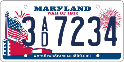 MD license plate 3AD7234