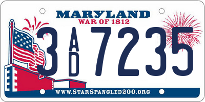 MD license plate 3AD7235