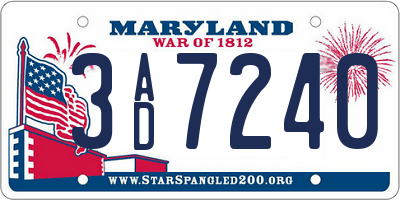 MD license plate 3AD7240