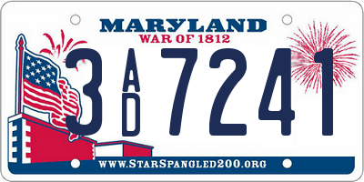 MD license plate 3AD7241