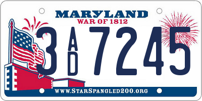 MD license plate 3AD7245