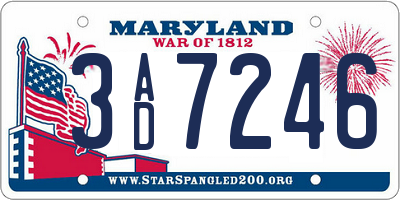 MD license plate 3AD7246