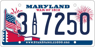 MD license plate 3AD7250