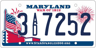 MD license plate 3AD7252