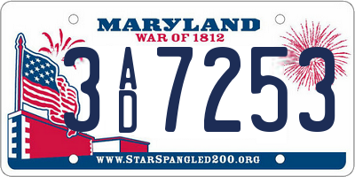 MD license plate 3AD7253