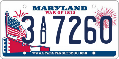 MD license plate 3AD7260