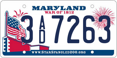 MD license plate 3AD7263