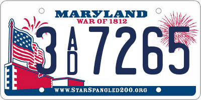 MD license plate 3AD7265