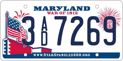 MD license plate 3AD7269
