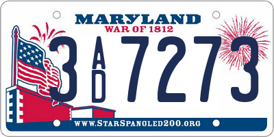MD license plate 3AD7273