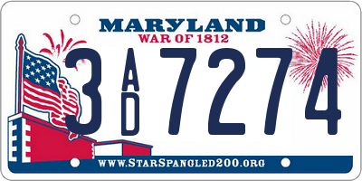 MD license plate 3AD7274