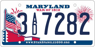 MD license plate 3AD7282
