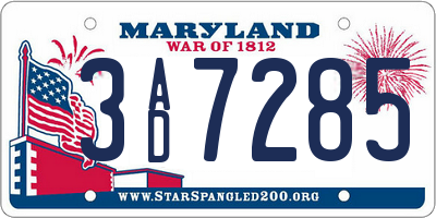 MD license plate 3AD7285