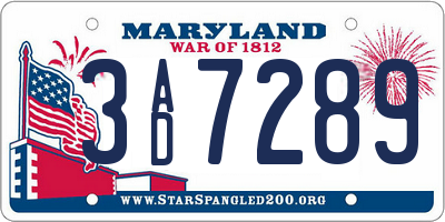 MD license plate 3AD7289