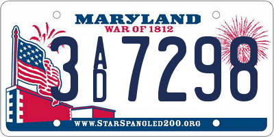 MD license plate 3AD7298