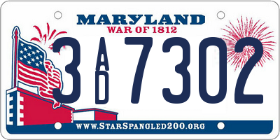 MD license plate 3AD7302