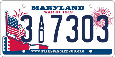 MD license plate 3AD7303