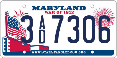 MD license plate 3AD7306