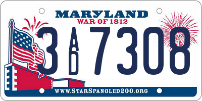 MD license plate 3AD7308