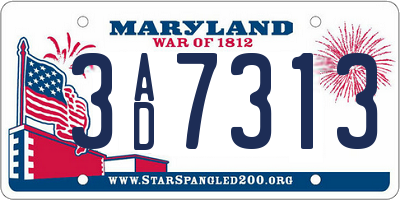 MD license plate 3AD7313