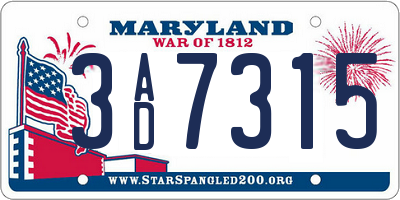 MD license plate 3AD7315