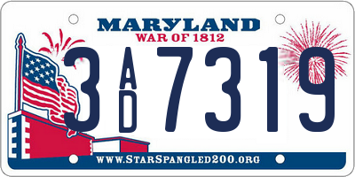 MD license plate 3AD7319