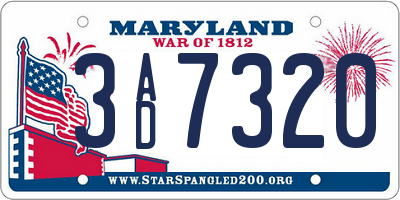 MD license plate 3AD7320