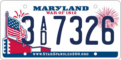 MD license plate 3AD7326