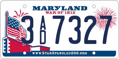 MD license plate 3AD7327