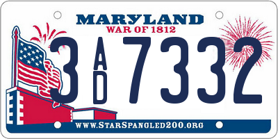 MD license plate 3AD7332