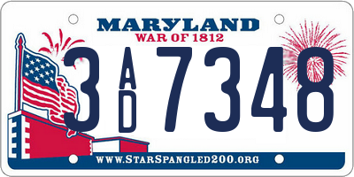 MD license plate 3AD7348