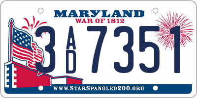 MD license plate 3AD7351