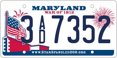 MD license plate 3AD7352